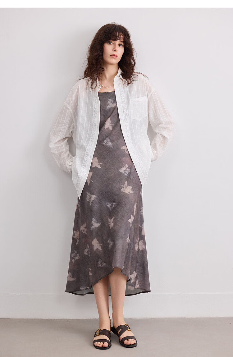 Demana Romantic Supreme Summer Elegant Floral A-Line Slim Lightweight Flowing Spaghetti Strap Mid-Length Dress for Women 13