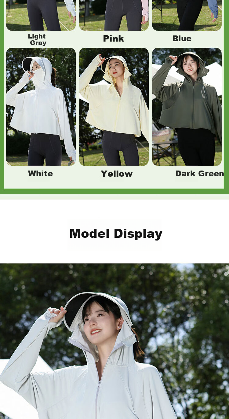 Combo Women's Summer Sunscreen Jacket UPF50+ Outdoor Cycling Sun Protection Lightweight UV Protection Shirt 7