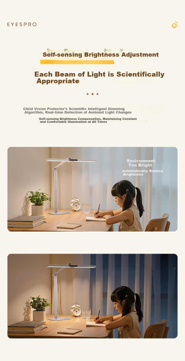 Haishibao National 5A Grade Eye Protection Study Desk Lamp Children's Student Blue Light Blocking Full Spectrum Dormitory Bedside Night Light L7A 25