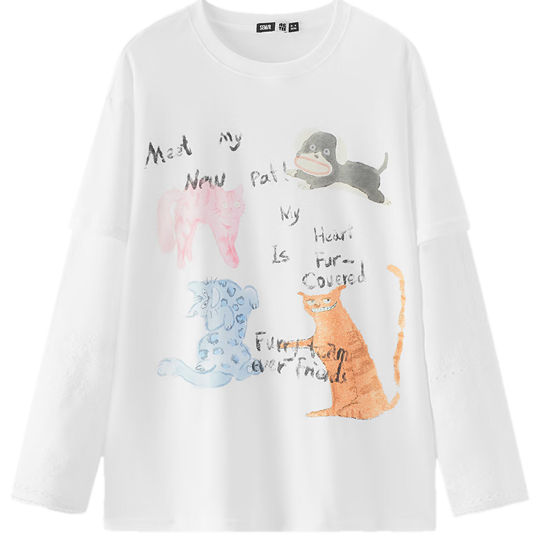 Semir Mall Edition | Women's Summer Long Sleeve T-Shirt Oversize Fake Two-Piece 2026 Unique Style 101326101001