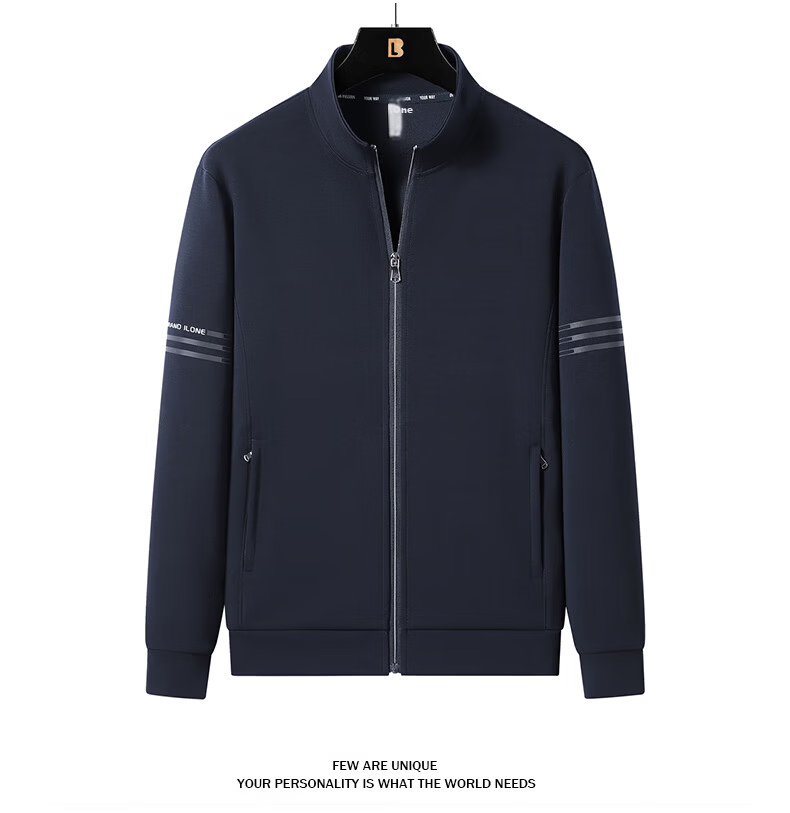 Romon Men's Spring Business Casual Versatile Zip-up Cardigan Executive Jacket Stand Collar Top Coat SL95 Black 2XL 12