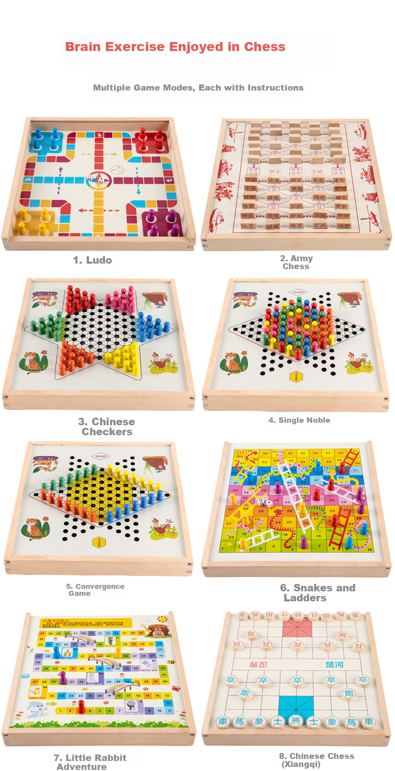 Fuhaier Multi-In Portable Chess Board, Ludo, Gomoku, Wargame, Board Game, Educational Toy for Children, Birthday Gift for Boys And Girls 5