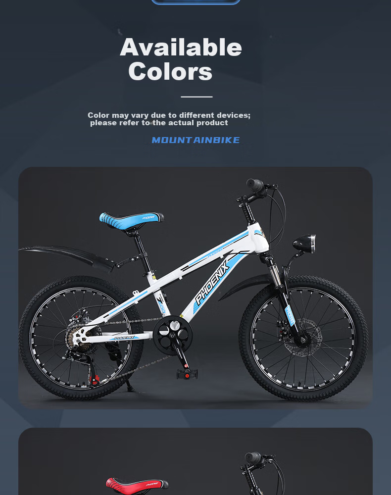 Phoenix Kids Bicycle Boys and Girls Students 6-15 Years Old Gear Mountain Bike Beyond Generation 2 20-inch Spoked Wheels Black Red 20