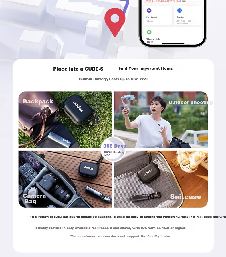 Godox Cube Wireless Lavalier Microphone, Outdoor Interview Vlog Live Streaming Recording Noise Reduction Sound Card, Mini Button Microphone [One-To Type-C Version] 3