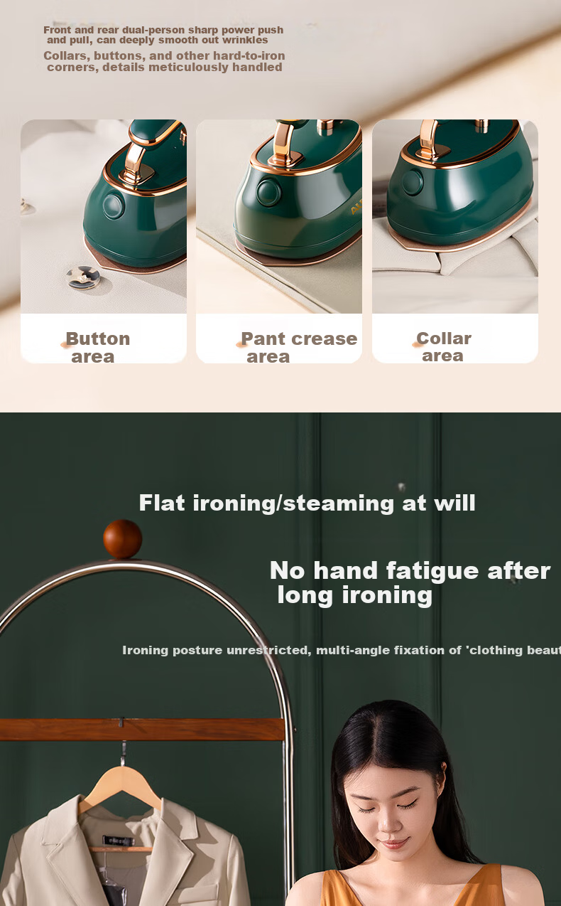 AUX Handheld Garment Steamer Home Small Ironing Machine Steam Iron Portable Dormitory Clothes Steamer ADY-22A298A Cream White Upgraded Version (Ceramic Glazed Plate) 10