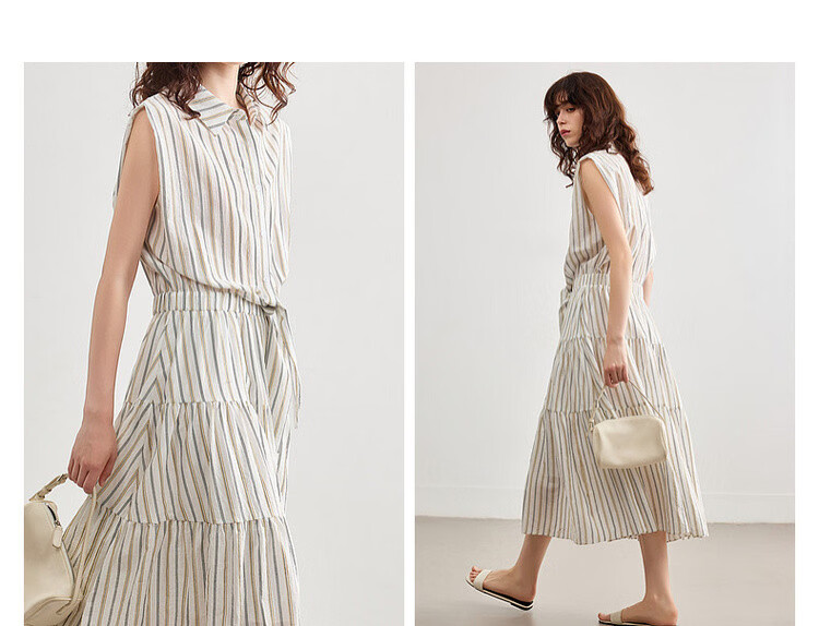 Demana "Dancing with the Wind" Summer Faux Two-Piece Sleeveless Waist-Cinching Slim A-Line Dress for Women, Mid-Length, Office Wear 7