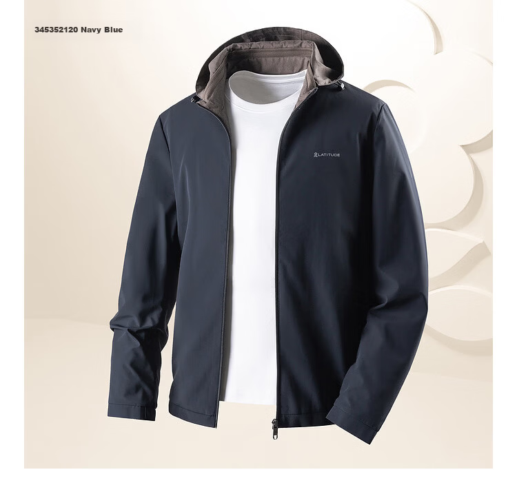 MONTAGUT Men's Jacket Hooded Removable Mulberry Silk Modal Autumn Water-Repellent Wrinkle-Free Windbreaker 15