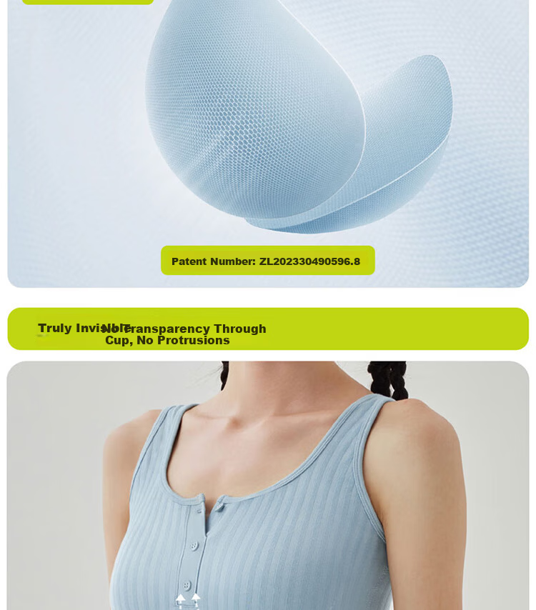Banlian Buttoned Padded Summer Vest Tank Top for Women Outerwear Innerwear Integrated Bra Top No Bra Needed 5