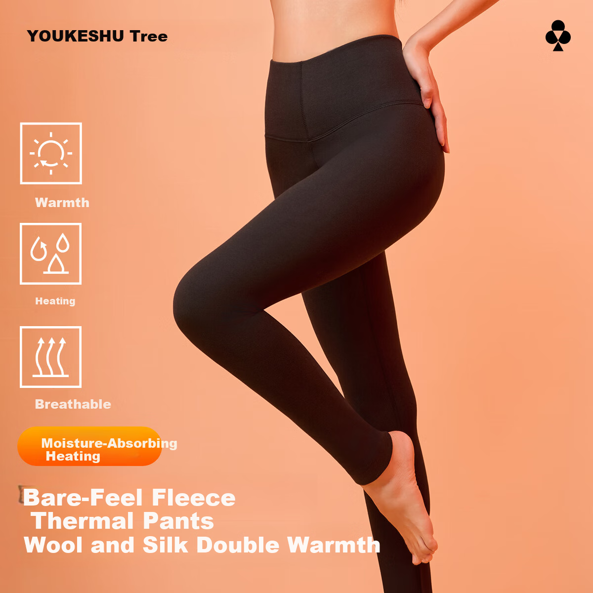 Youkeshu Women's Thermal Pants 2026 Autumn Winter New Thickened Fleece Cashmere Antibacterial Seamless Slimming Base Layer Leggings