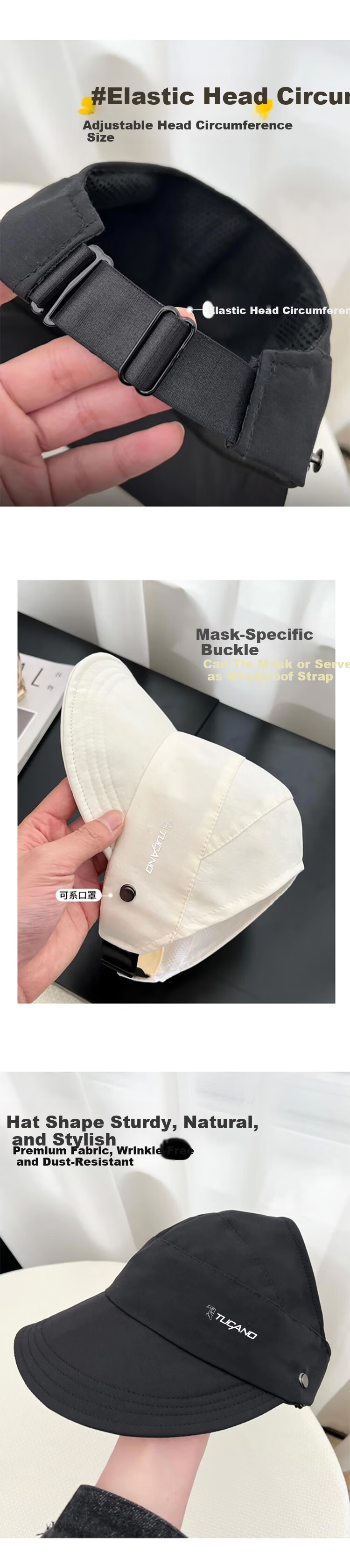 TUCANO Women's Summer Sun Protection Bucket Hat Open Top 2025 New Face-Slimming UV Protection Cap 9