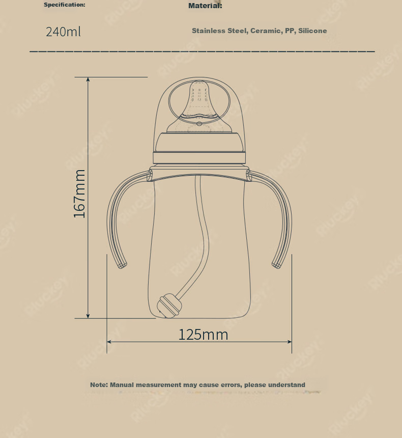 Leqi Infant Insulated Baby Bottle with Handle 316 Stainless Steel Ceramic Coated Liner 18