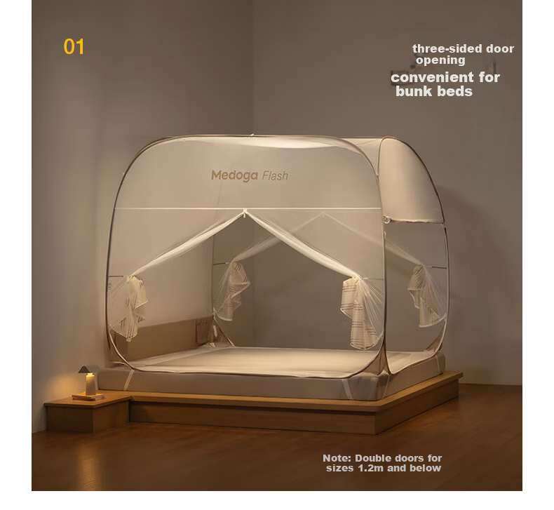 MEDOGA Mongolian Mosquito Net, 1.5x2 Meters, Home Use, Integrated Design, No Installation Required, Three-Door Opening, Large Space, Star Blue [Foldable] 28