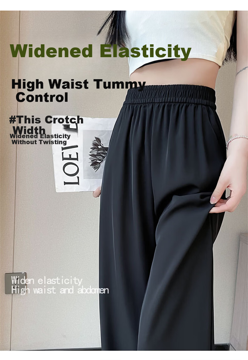 Langsha Elastic Waist Suit Pants Women Spring 2026 New Slim Straight High Waist Slimming Draped Casual Wide Leg Pants 10