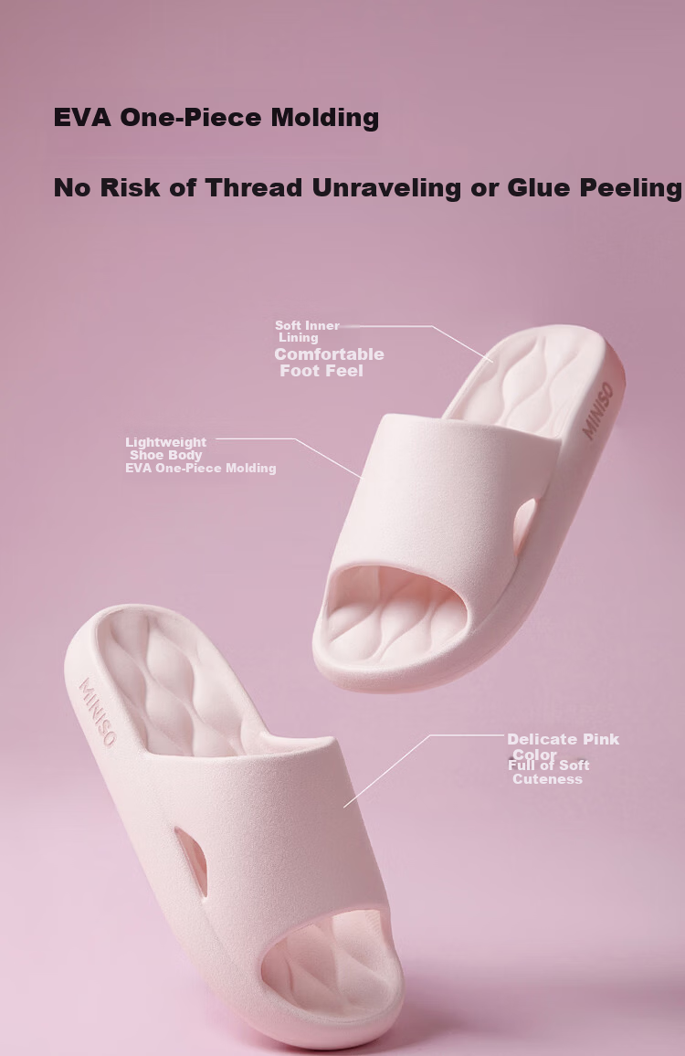 MINISO Women's Summer Slippers 2026 New Indoor Home Bathroom Antibacterial Deodorant Cool Slippers Men's Sky Blue Size 38-39 12