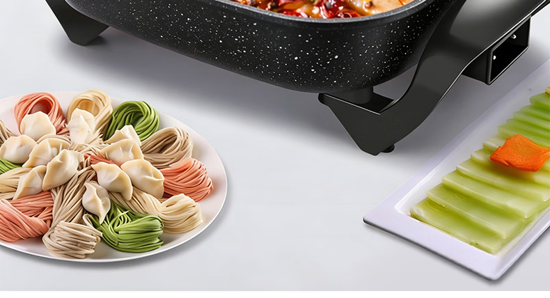 Yiduo 5L Maifan Stone Multifunctional Electric Cooker Multi-Functional Electric Frying Pan Korean Electric Hot Pot Non-Stick Dormitory Cooking Grill Fish All-in-One Small Electric Pot XBJT-HG211 5