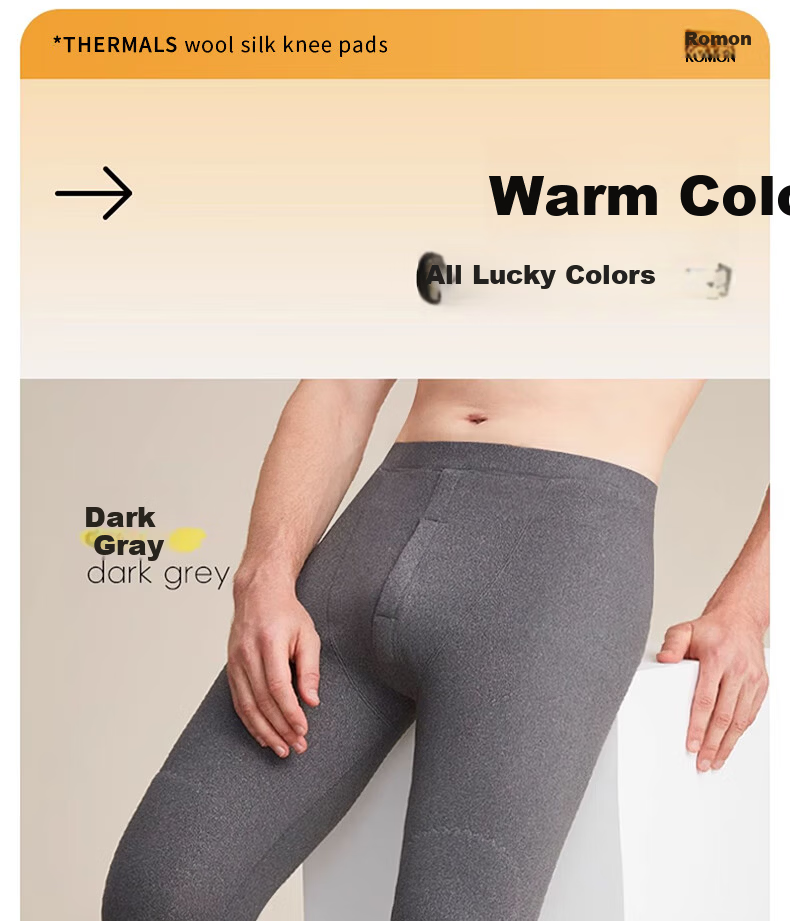 Romon Men's Thermal Pants Fleece Lined Thickened Wool Knee Protection Northeast Cotton Heated Base Layer Autumn Winter Trousers 20