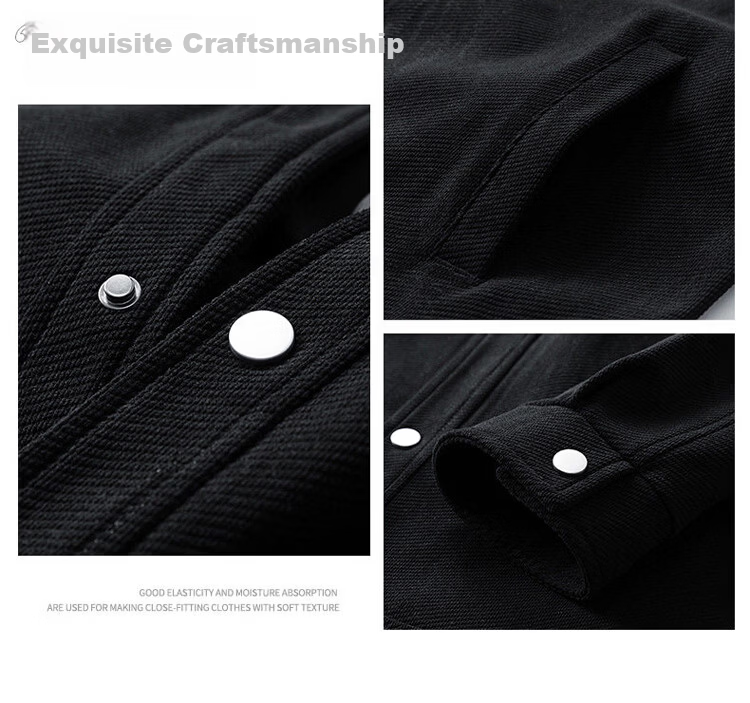 JEEP Men's Jacket Spring Autumn Simple Retro Lapel Business Casual Trendy Black XL 3