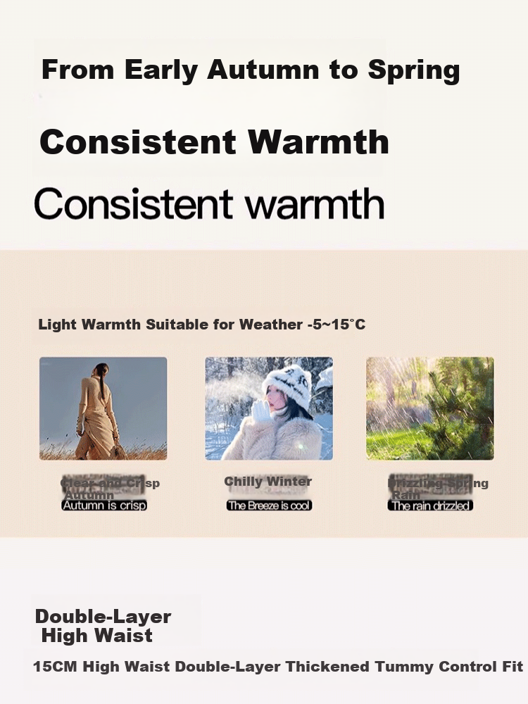 Ziyouxi Women's Autumn Winter High-Waist Thermal Wool and Silk Antibacterial Fleece-Lined Leggings 10A 8