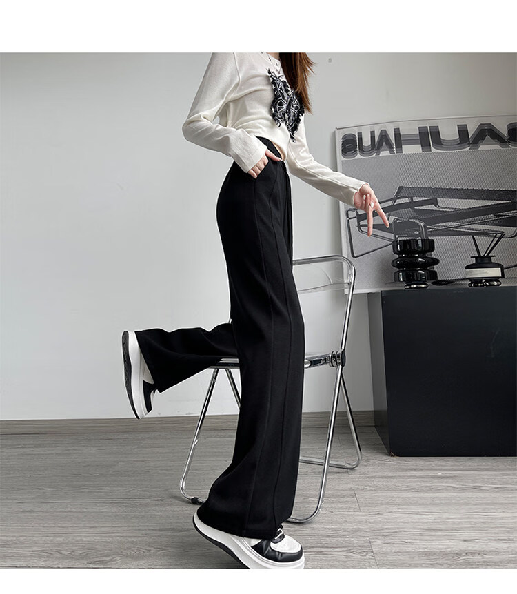 Modal Pants for Women 2026 Spring Summer New High Waist Slimming Loose Draped Banana Sweatpants Straight Wide Leg Casual Trousers 7
