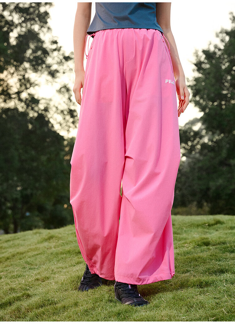 FILA Women's Woven Long Pants 2026 Summer Casual Loose Cool Sun-Protective Straight-Leg Trousers [Han So-hee Style] 24