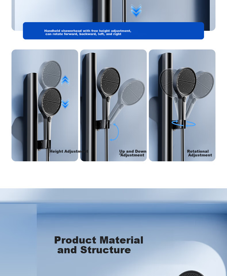SSWW Shower Set Small Apartment Digital Display All-Copper Bathroom Split Simple Piano Key Pressurized Shower TS9 27