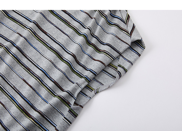 Demana [Cloud Oxygen Cotton Series] Summer Vintage Striped Sleeve-Covered Pleated Drawstring Slim Fit Petite T-Shirt for Women Premium Feel 17