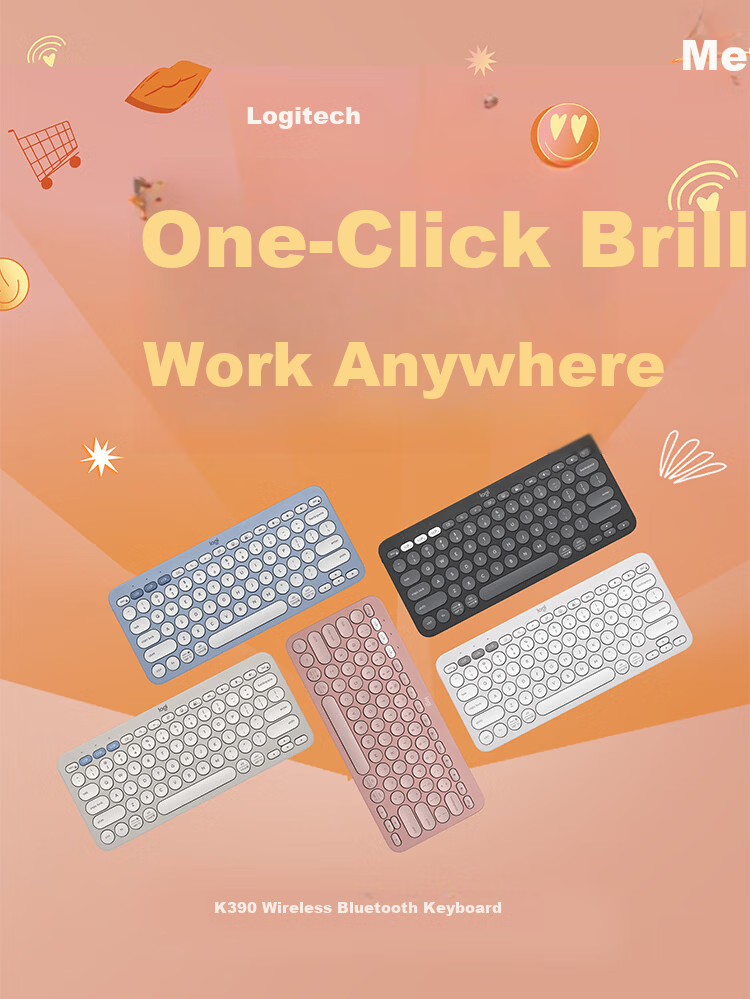 Logitech Stylish Series K390 Wireless Bluetooth Keyboard Ultra-thin Portable New Upgrade Sand Color 79 Keys 1