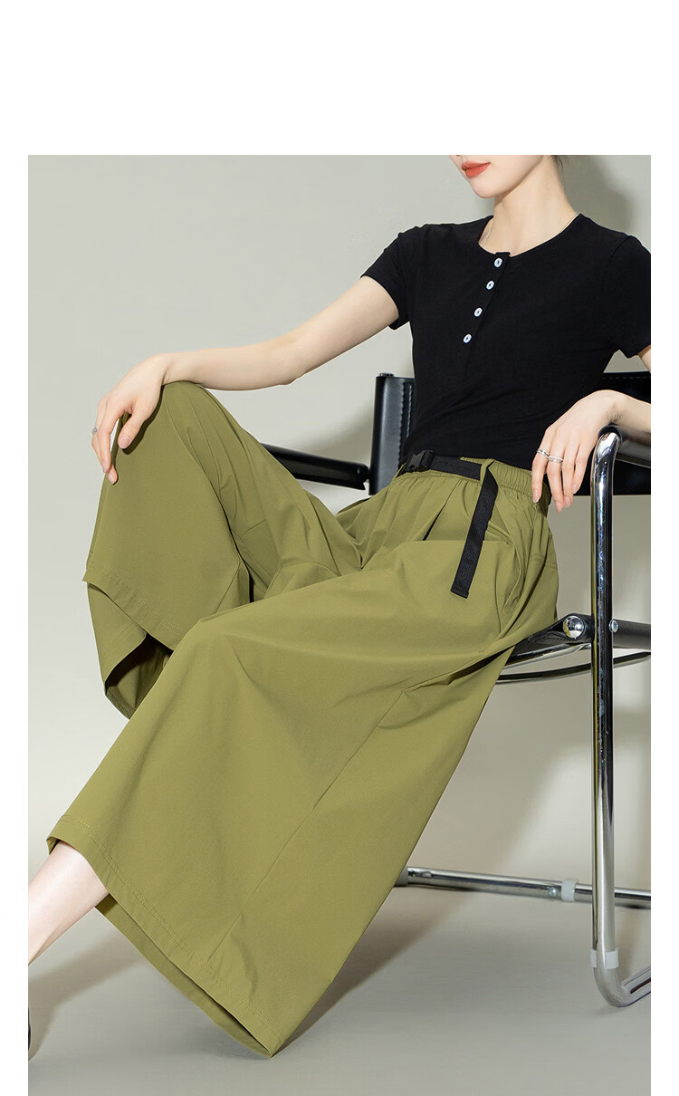 Demana [Cooling Antibacterial Mite-Resistant] Summer Ice Algae Mud Slimming Elastic Waist Casual Pants for Women Premium Feel 11