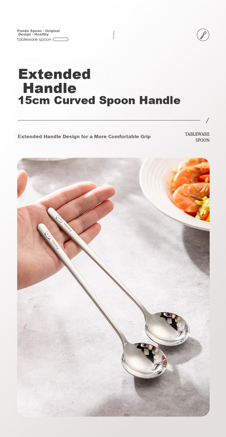 Guangyi 316L Stainless Steel Large Thickened Soup Spoon Serving Spoon Long Handle Rice Spoon 2 Pieces GY1490 9