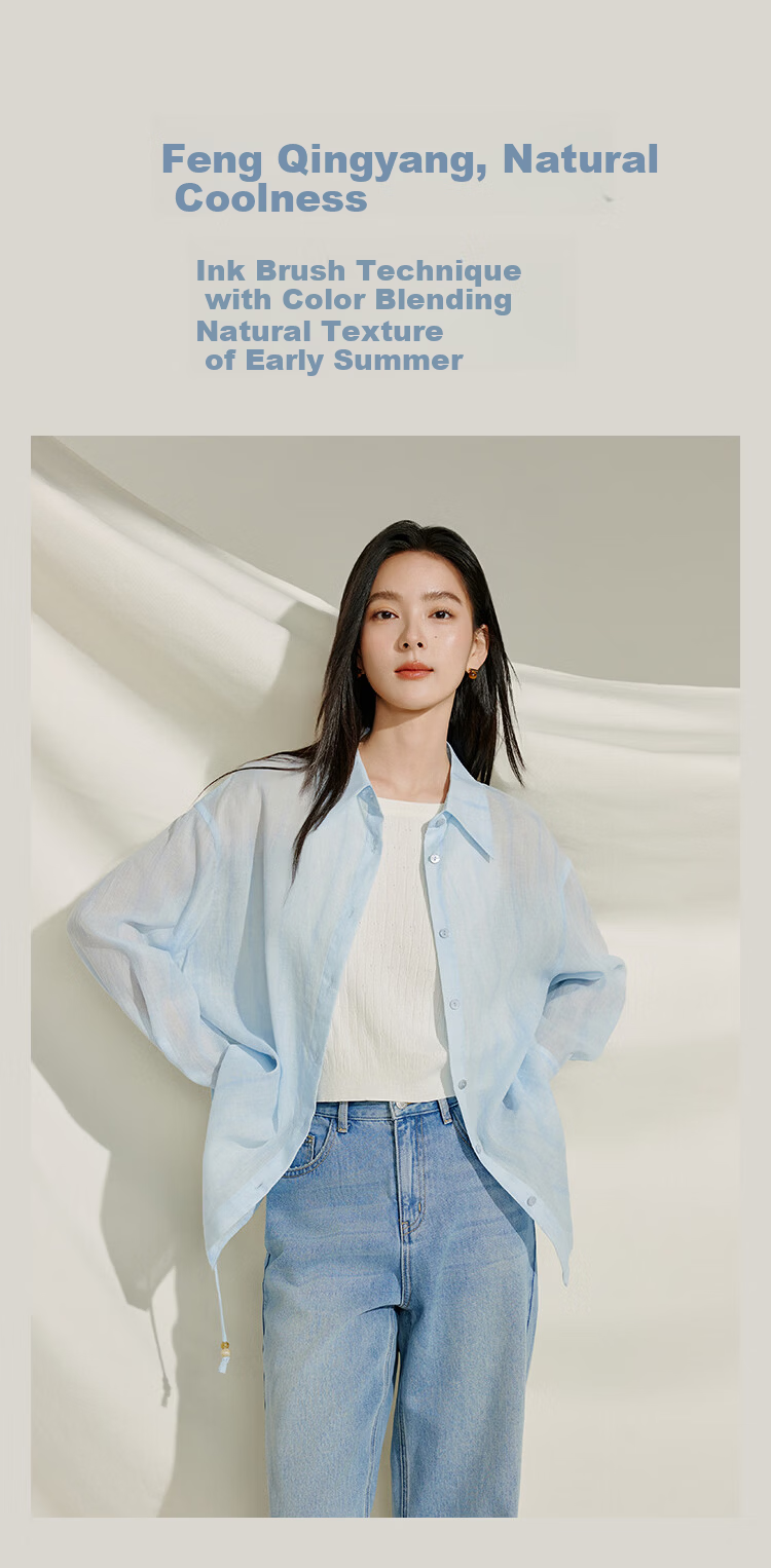 Inman Lyocell Tencel Women's Lightweight Shirt 2026 Summer New Blouse Top Light Gray Blue XL 2