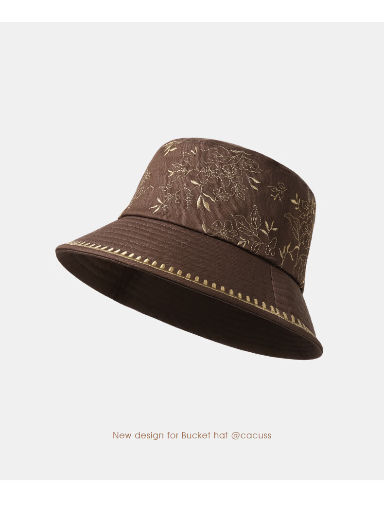 CACUSS Women's Fisherman Hat Spring Summer Pure Cotton Face-Slimming Sunshade Outdoor Casual Bucket Hat National Style Embroidery Ink Jade Black 11
