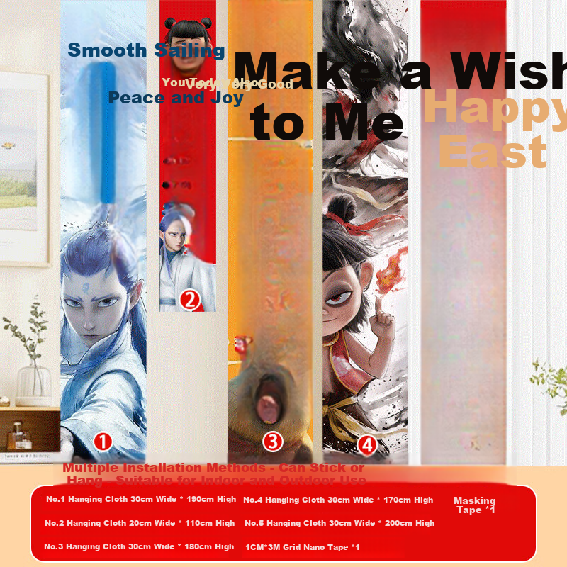 Domeyi Birthday Scene Decoration Balloon Setup Children's Happy Birthday Nezha Banner Set C