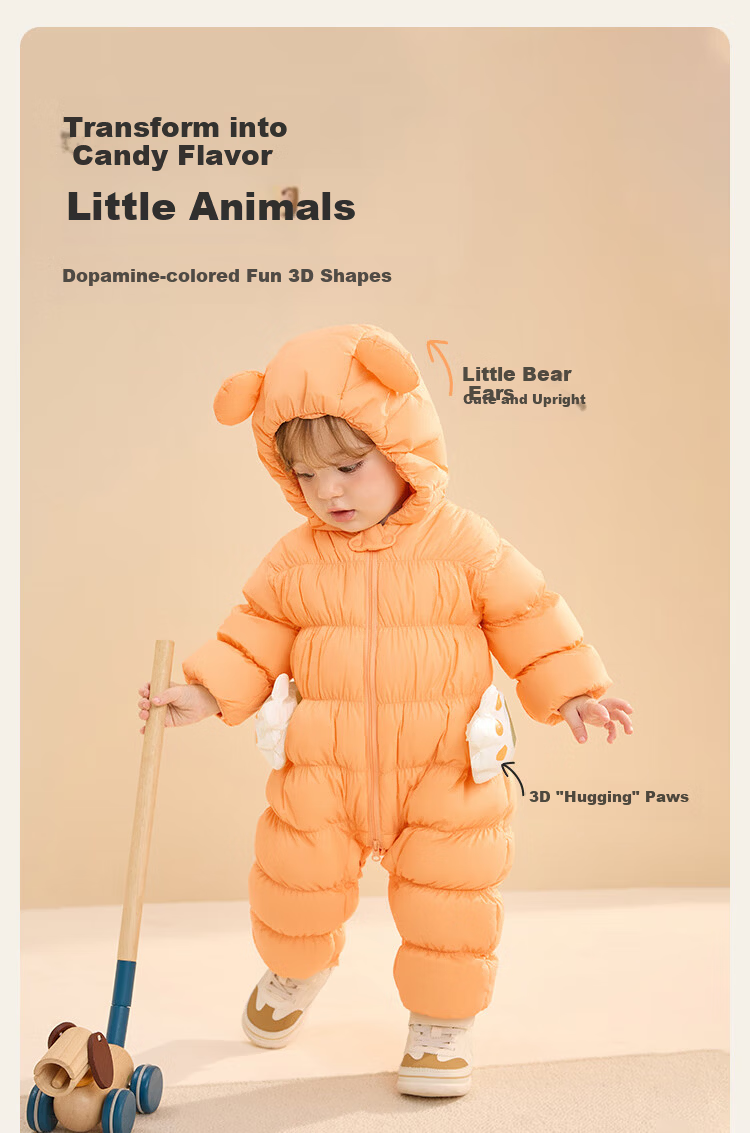 BALABALA Kids Lightweight Down Jacket Baby Outdoor One-Piece Winter Romper Toddler Clothes Boys Girls Cute 22