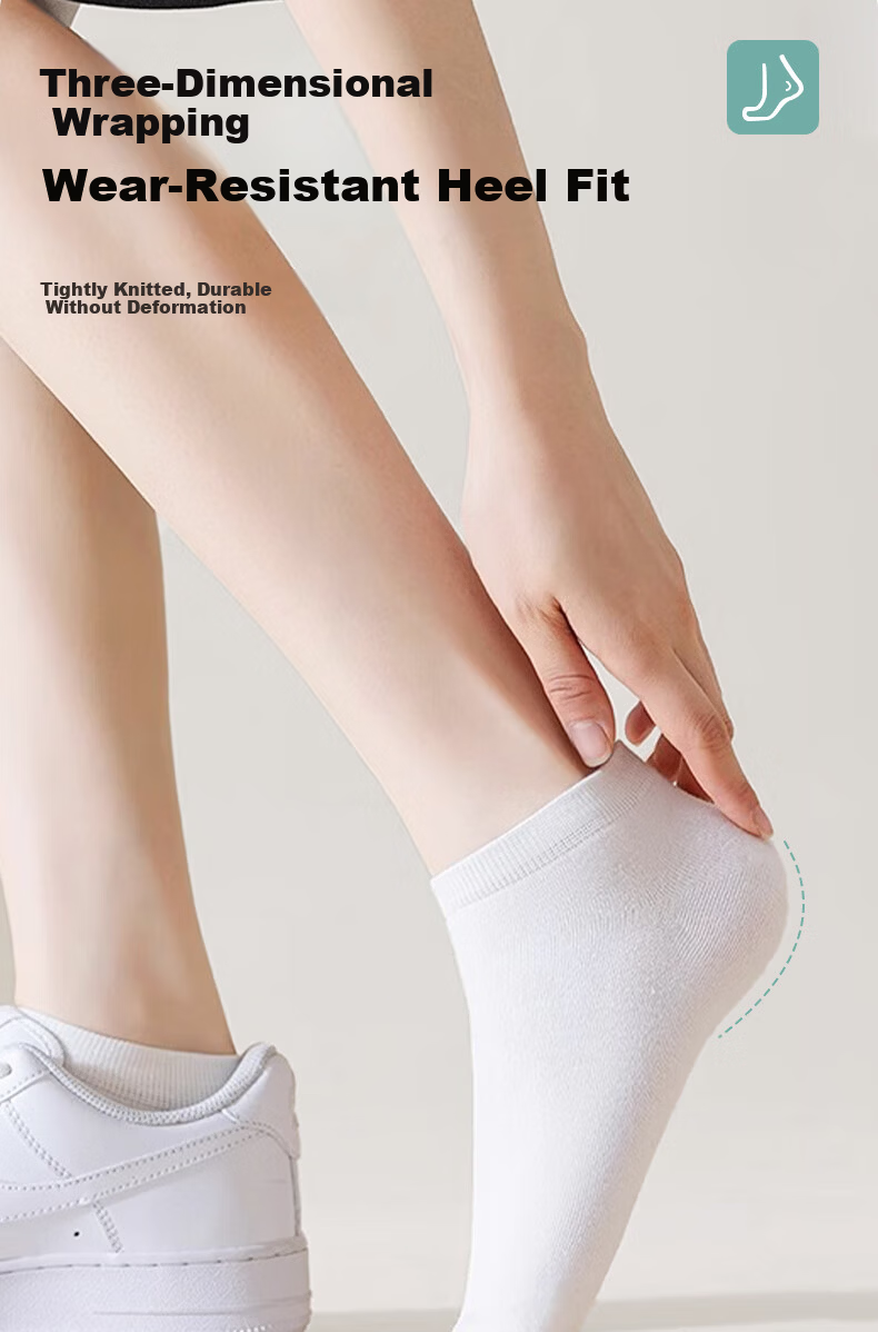 Qihaiqiu Disposable Socks Unisex Daily Use No-Wash Travel Business Portable Sweat-Absorbent Breathable Short Tube Black 5 Pairs Pack 7