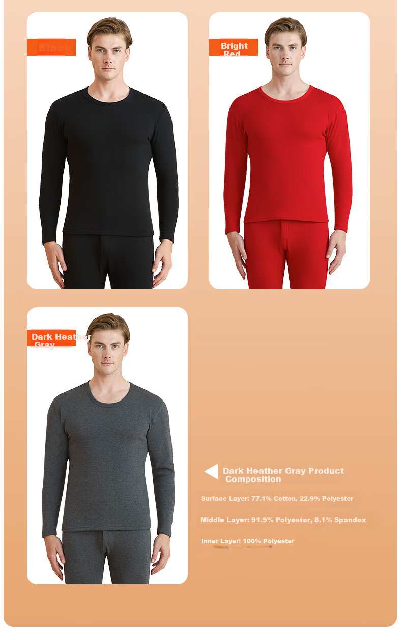 LangSha Men's Red Cotton Thermal Underwear Set for the Year of the Horse - Autumn Long Johns, New Year's Gift Set 14