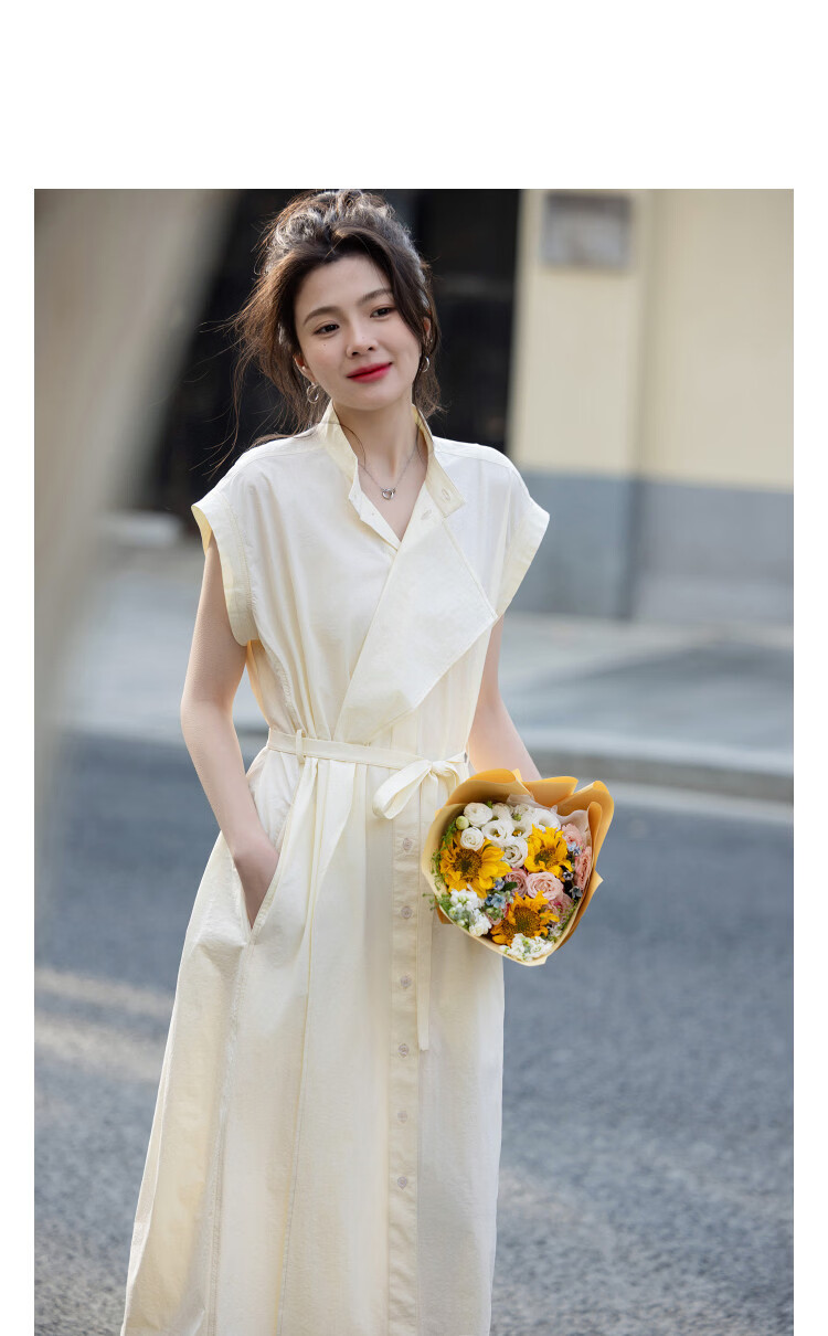 Demana UPF50+ Summer Sun Protection Quick-Dry Sorona Stand Collar Flowy Loose Slimming Women's Dress 11