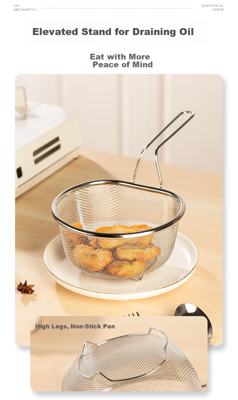 Newair 304 Stainless Steel Skimmer Strainer Ladle Noodle Strainer Basket Hot Pot Skimmer 7