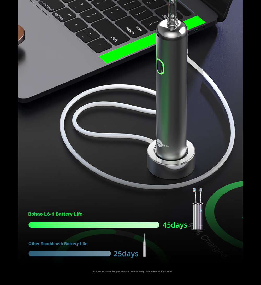 Prooral Sonic Vibration Electric Toothbrush for Adults Rechargeable Couples Gift LS-1 Silver Birthday Present 13