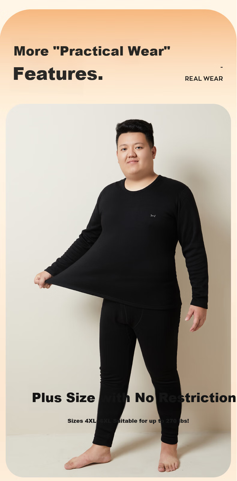 MiiOW Plus Size Cashmere Men's Thermal Underwear Set Fleece Lined Thickened Cold Resistant Autumn Winter Pajamas 7