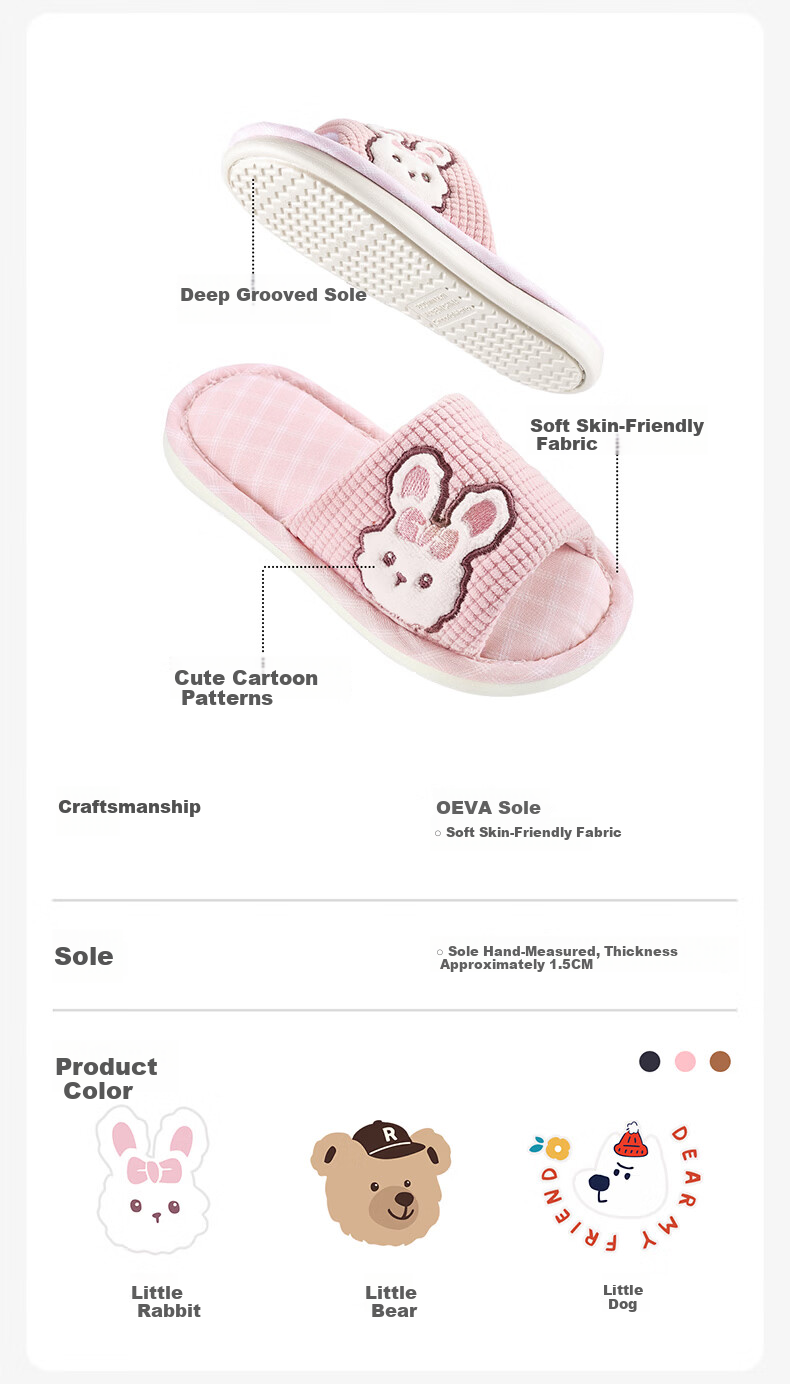 Balabala Kids Linen Slippers Spring Autumn Boys Indoor Home Wear-Resistant Girls Cartoon Baby Four Seasons Slippers for Older Children 3