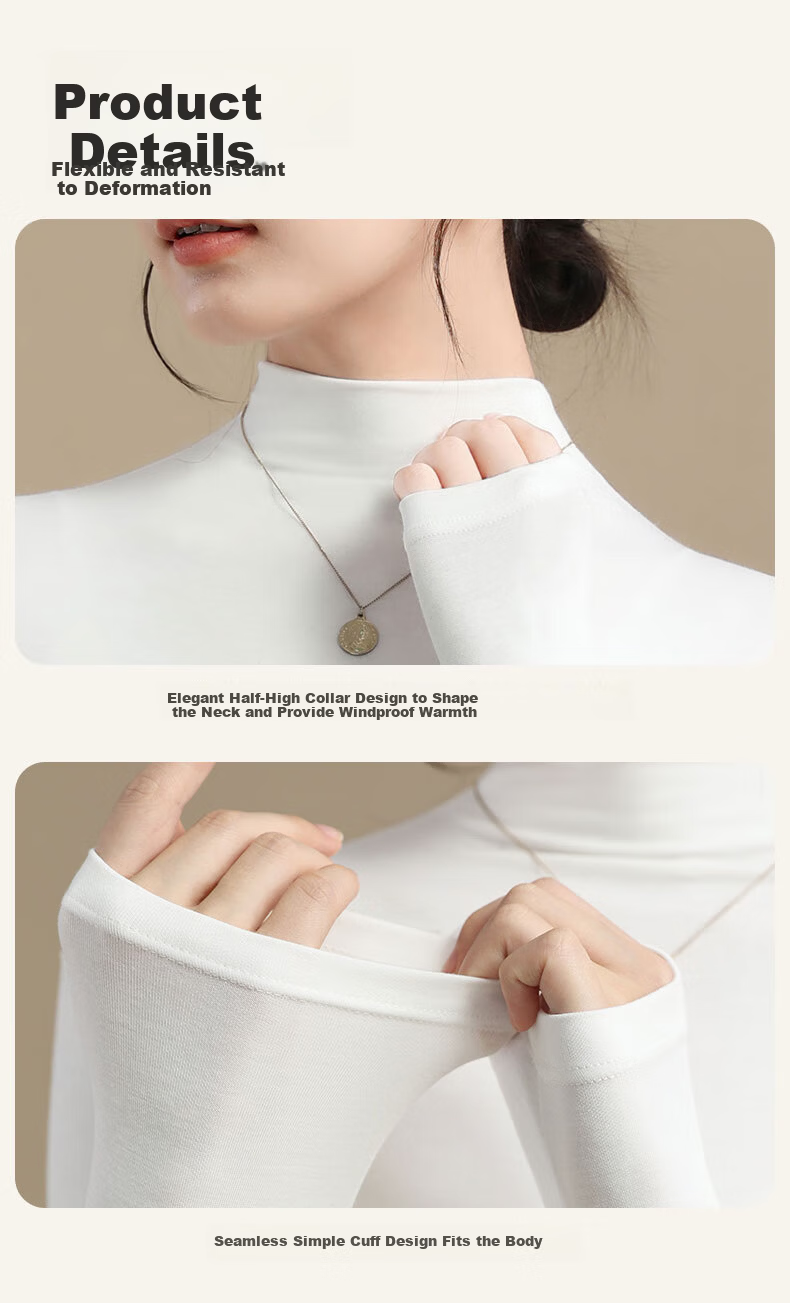 Miiow 60S Modal Slim Fit Semi-Turtleneck Base Shirt for Women, Slimming Outerwear and Inner Layer Top 16