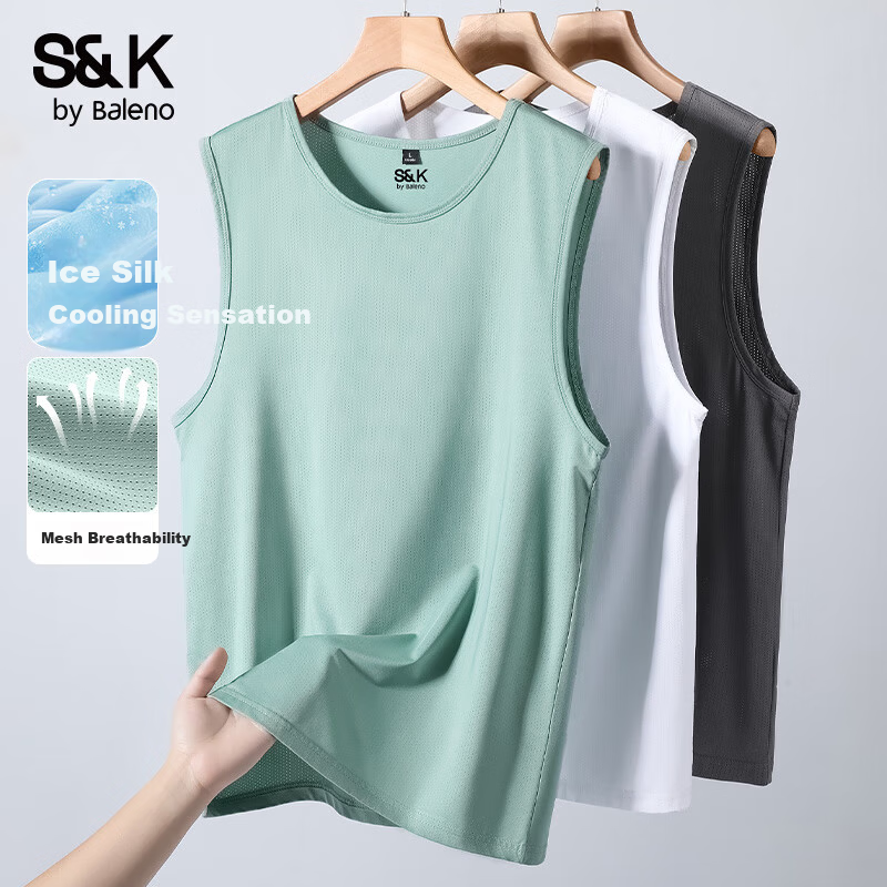 Baleno S&K Series Ice Silk Vest Men Summer Sports Breathable Quick-Dry Sleeveless Casual T-Shirt