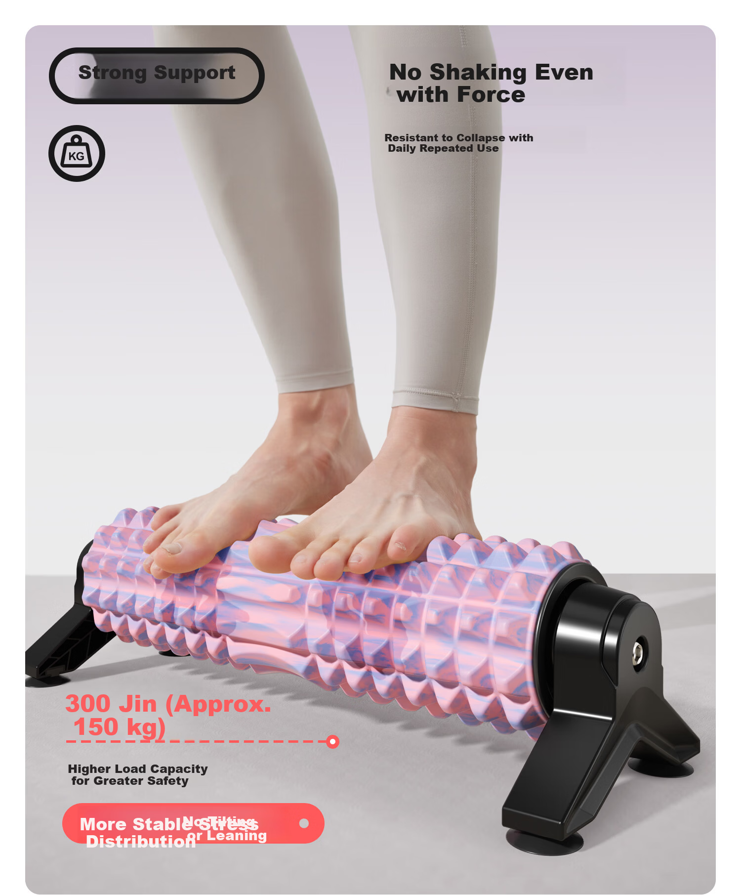 Yottoy Bracket Foam Roller Stick Fixed Wolf Tooth Professional Massage Roller Fitness Tool Yoga Column Camouflage Pink 9