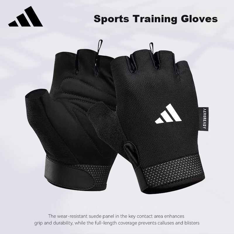 Adidas Fitness Gloves Men Sports Cycling Half Finger Training Pull-up Women Weightlifting Equipment Basic Model L