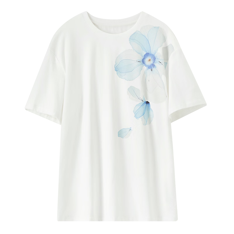 Sentubila Cotton Blend Tie-Dye Iris Crew Neck Drop Shoulder Short Sleeve T-Shirt for Women Summer Casual Loose Slim Fit Premium Top