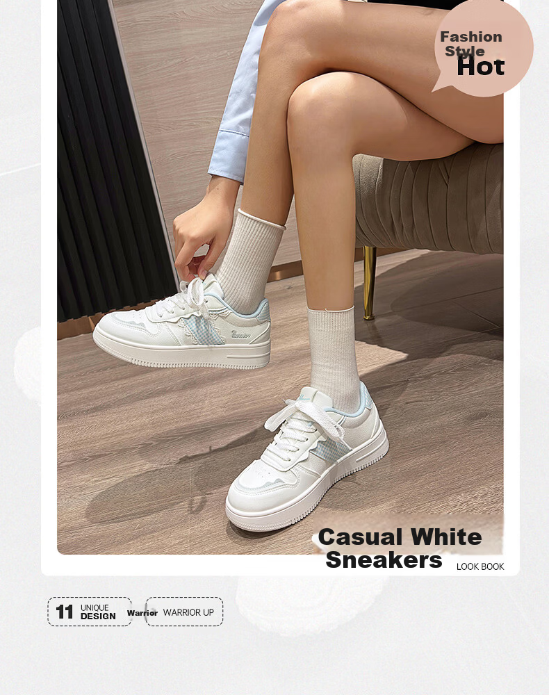 Warrior Official Women's Sneakers 2026 Summer New Breathable Versatile White Pink Shoes Women Size 39 3