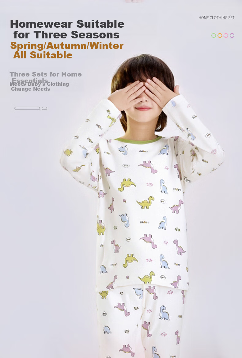 YUZHAOLIN Kids Thermal Underwear Set Boys Girls Cotton Pajamas Base Layer Autumn Clothes Original Dinosaur 110 5