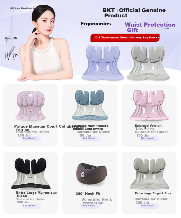 BKT Lumbar Support Cushion Office Chair Backrest Ergonomic Seat Cushion Long Sitting Comfort Gift for Elders 1