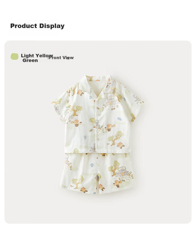 Weishi Muni [Silk] Baby Toddler Short Sleeve Short Pants Set Summer Thin Two-Piece Outfit for Kids 18
