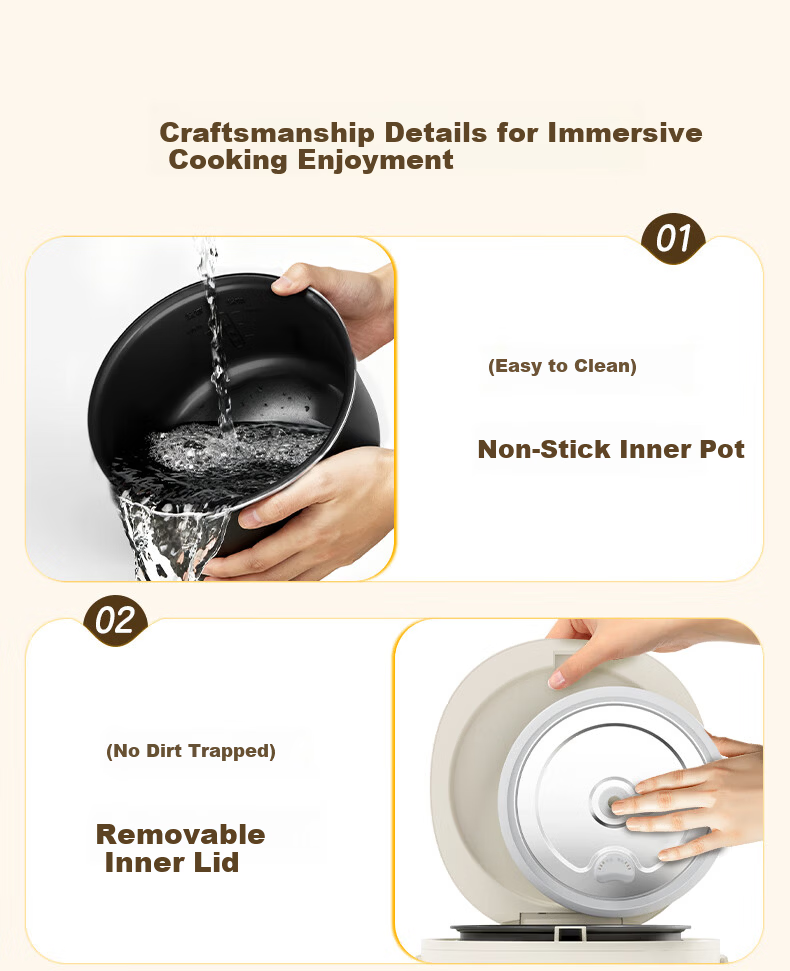 AUX Mini Rice Cooker 2L Capacity Household 1-4 People 24H Smart Reservation Multifunction Compact Easy-to-Clean AFB-YY-20FS34 7